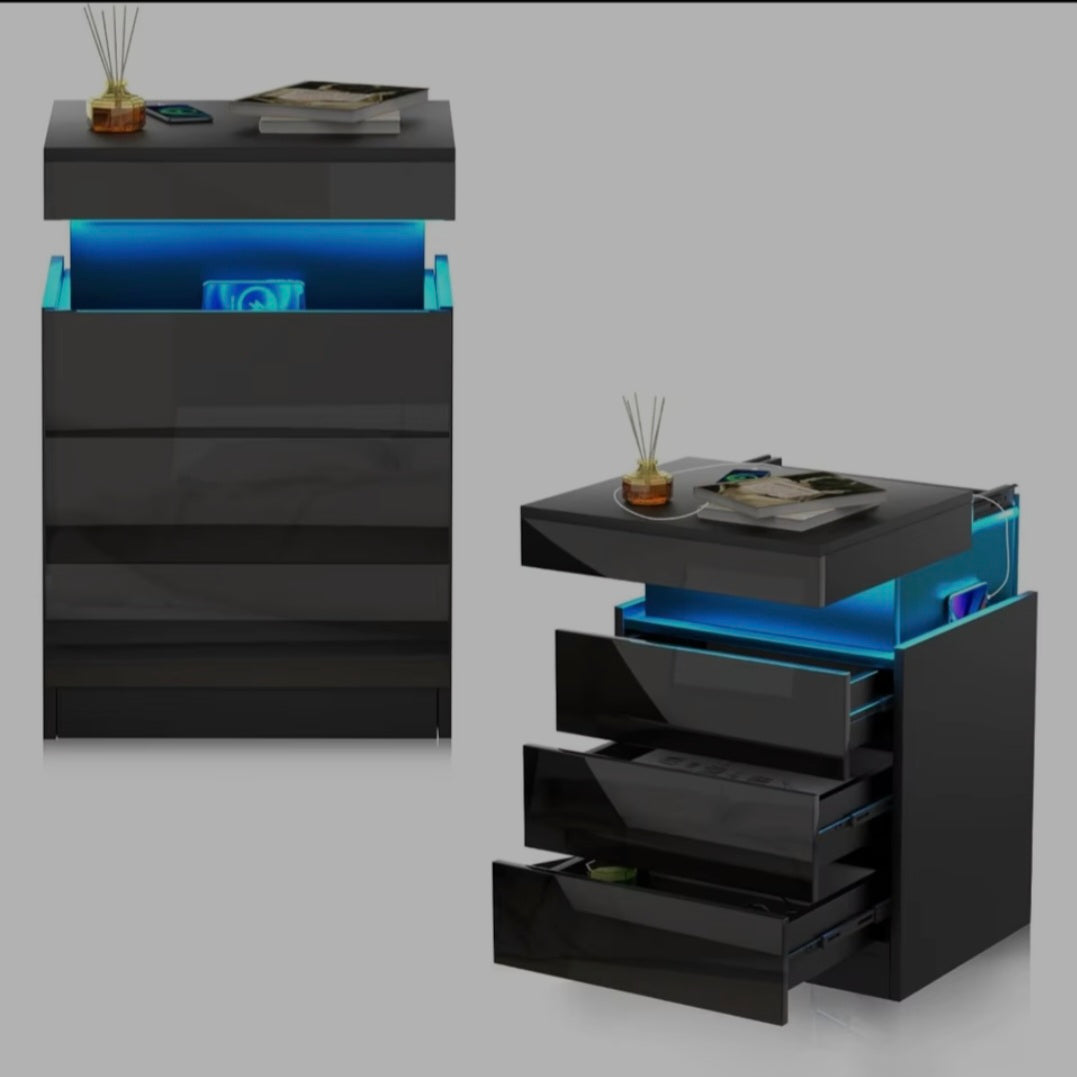 Vynolux™ Smart LED Nightstand - Luxury Bedroom Table with Wireless Charging