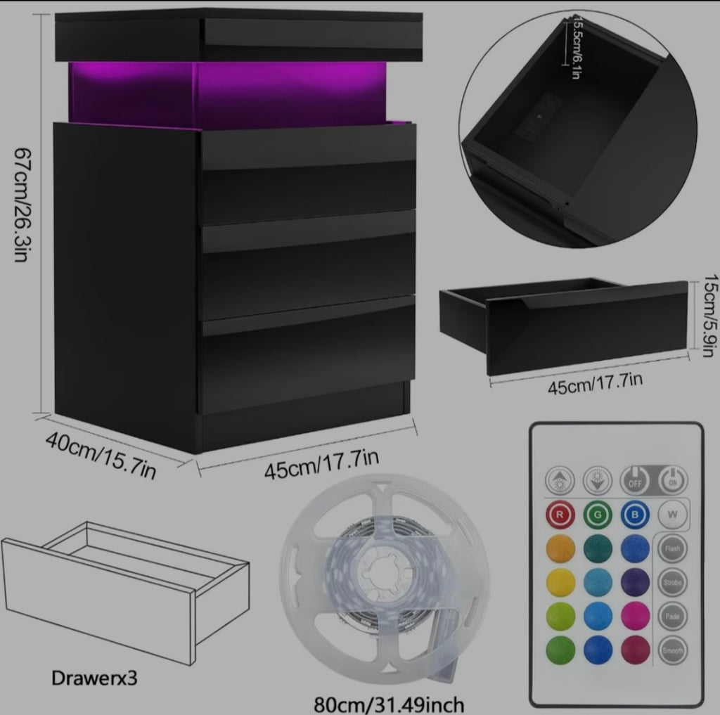 Vynolux™ Smart LED Nightstand - Luxury Bedroom Table with Wireless Charging