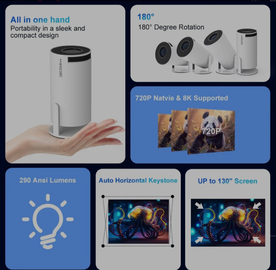 Vynolux™ Cinema Mini - Portable 4K Luxury Projector