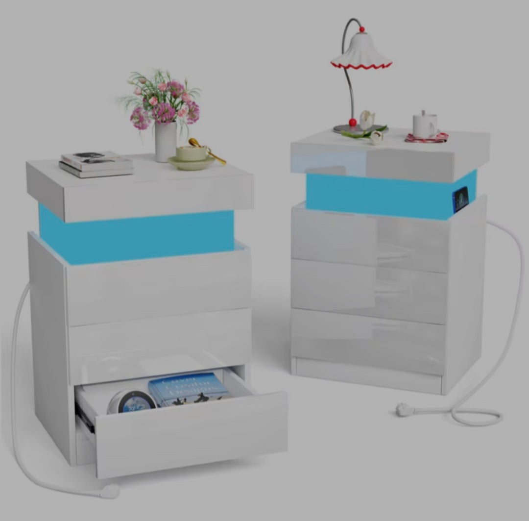 Vynolux™ Smart LED Nightstand - Luxury Bedroom Table with Wireless Charging